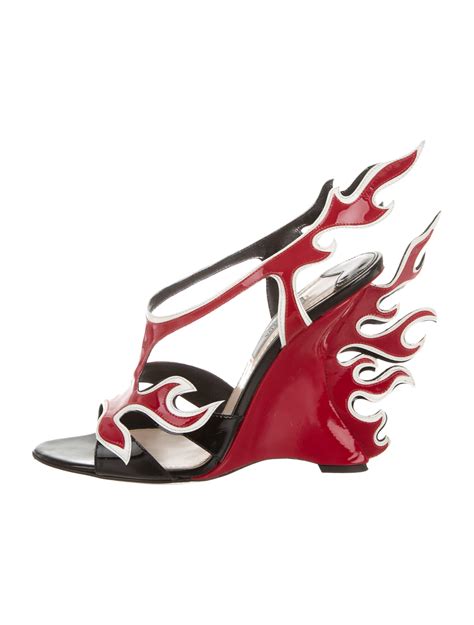 prada fire heels|prada wedge sandals sale.